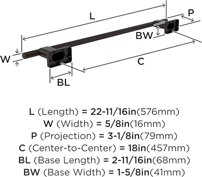 Amerock Bronx Oil-Rubbed Bronze 18 inch (457mm) Towel Bar, BH26614ORB