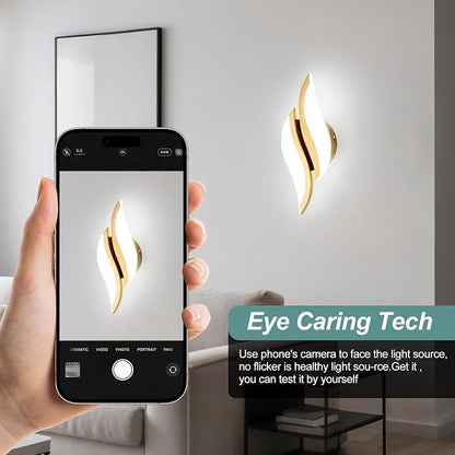 CANEOE Modern LED Wall Sconce 6000K Gold Indoor Wall Light Fixtures Acrylic Wall Sconce Lighting for Living Room Bedroom Bedside Bathroom Hallway Stairway Wall Lamp (Gold, 1 Pack, 6000K)