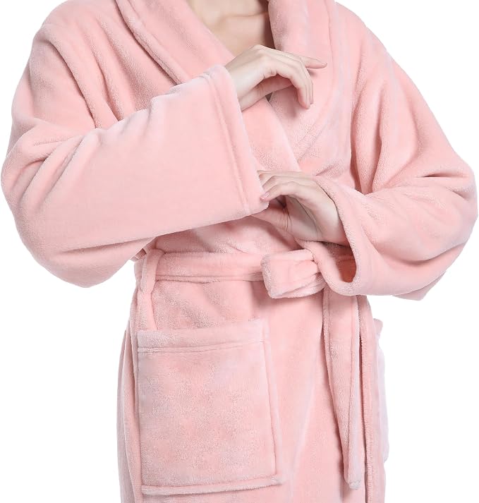 Fluffy Soft Robes for Women, Warm Fleece Womens Robe, Cozy Bathrobe | Plush Bathrobe for Women, Long Fuzzy Lightweight Bath Robe with Pockets for Shower Spa Hotel House Pool