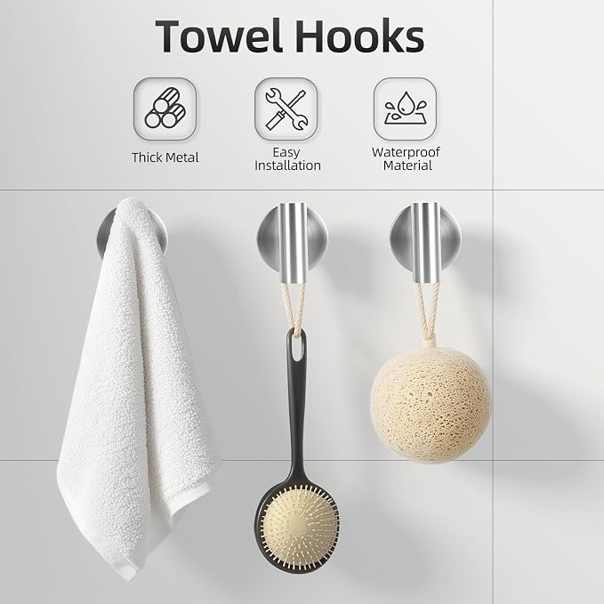 Brushed Nickel Bathroom Hardware Set 10 PCS, Towel Bar Set Brushed Nickel, Bathroom Accessories Fixtures Stainless Steel, Towel Racks for Bathroom, Bathroom Towel Holders, Towel Hooks & Rings, 19in