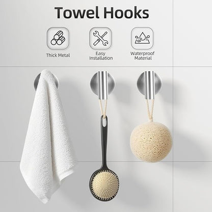 Brushed Nickel Bathroom Hardware Set 5 PCS, Towel Bar Set Brushed Nickel, Bathroom Accessories Fixtures Stainless Steel, Towel Racks for Bathroom, Bathroom Towel Holders, Towel Hooks & Rings, 19in