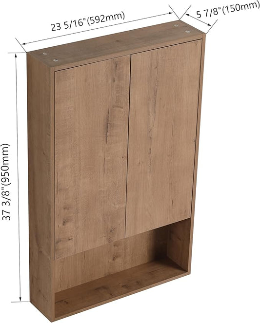 24'' Floating Bathroom Wall Cabinet with Soft Close Doors, 24 Inch Wall Mount Cabinet, Space Saving Storage for Towels & Toiletries, KD Assembly Moisture Resistant Design, Imitative Oak