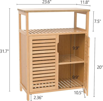 Bathroom Storage Cabinet, Freestanding Floor Cabinet with 2 Doors and Top Shelf for Kitchen, Entryway, Living Room