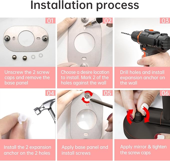 FUNTOUCH 5000mAh Rechargeable Wall Mounted Lighted Makeup Mirror, Bronze | Double Sided 30X/1X Magnifying Mirror Wall Mounted,Extended Arm 360°Rotation,Touch Dimmable,3 Color Lights for Bathroom