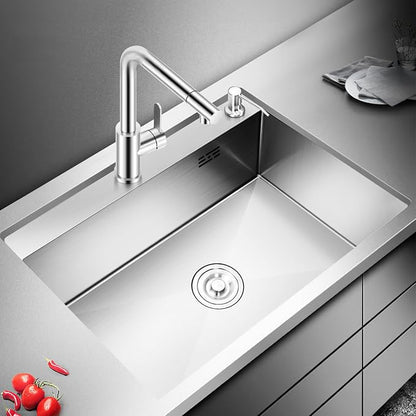 23.6 x 17.7 Inch Kitchen Sink Drop in, Stainless Steel Nano-Coating Kitchen Sinks, 8" Deep Single Bowl Sink with Basket & Drain Kit