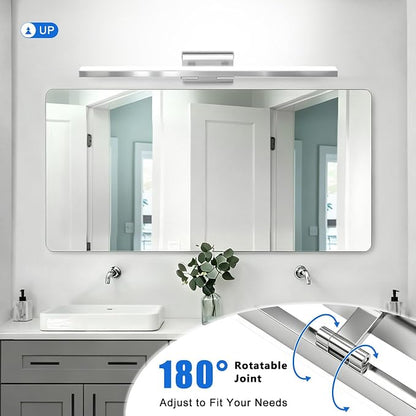 IZORRO Modern Bathroom Vanity Light 48 inch, Rotatable, 36W Dimmable Led Bathroom Light Fixture Over Mirror, Chrome Vanity Light Bar (Cool White 6000K)