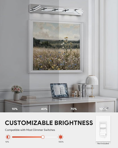 VONLUCE LED Modern Bathroom Vanity Light Fixture, Chrome | 34'', 5-Light, 3CCT, 360° Rotate, High CRI, Flicker-free, Dimmable, Memory Function, Waterproof IP44, Easy Installation