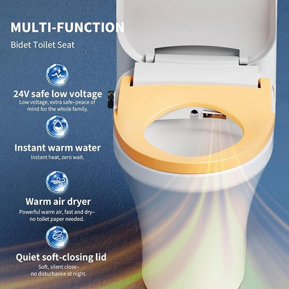 Electric Bidet Seat Elongated,Heated Seat,Luxury Wash,Smart LED | Premium Aerated Wash,Instant Warm,Self Cleaning Nozzle,6000RPM Dryer,Remote Control, Soft Close,Original Manufacturer Quality