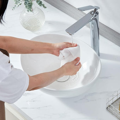 VEVOR Oval Vessel Sink, 16" x 13.4" Bathroom Vessel Sink Bowl Countertop, White Ceramic Bathroom Sinks Above Counter, Bowl Sink with Modern Style, Well-Packaged for Bathroom, Hotel, Toilet, RV