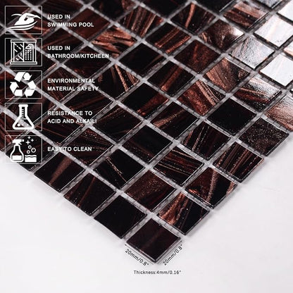 11.5 sq.ft Pruple Glass Mosaic Tile for Bathroom, Pool, Kitchen Backsplash | Waterproof Wall & Floor Tile. Heat & frost resistant outdoors. Mesh-mounted easy install. Use any grout. Easy clean. 10pcs.