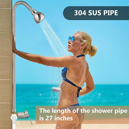 Outdoor Shower Kit,Outside Shower with Single Handle,Brushed Nickel | Hot and Cold Outdoor Shower Fixtures,Stainless Steel,with Rotatable Shower Head,Easy Installation
