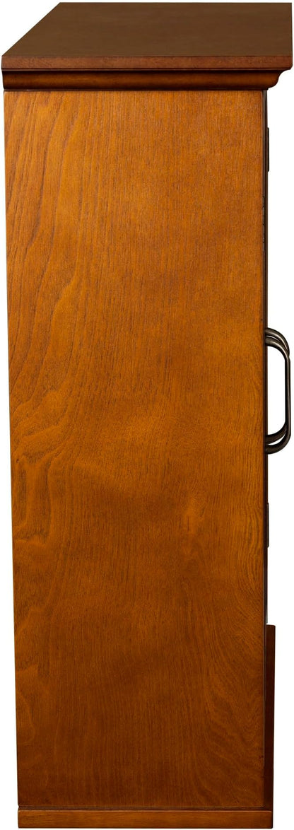 Teamson Home Avery Wooden Over The Toilet Bathroom Removable Wall Medicine Cabinet with 2 Adjustable Shelves 3 Storage Spaces 2 Glass-Paneled Doors and Antique Brass Knobs, Oiled Oak | Glass Paneled Doors, 2 Adjustable Shelves, Antique Brass Knobs, Med...