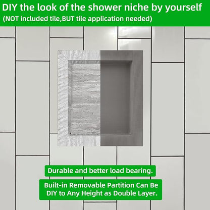 Shower Niche Tile Ready12 x14, Embedded Size 13"x15",Depth 4" | Single Recessed Shower Shelf Niche for Shower Wall,Waterproof Ready to Tile Niche Box for Bathroom Renovation/Showers Storage