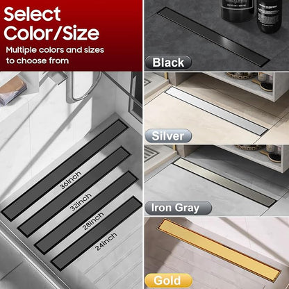 DLONE® Linear Shower Drain - 12 Inch Matte Black, with Tile Insert Pane | AISI 304 Stainless Steel Linear Drain, Rectangle Shower Floor Drain, with Adjustable Feet, Fits Bathroom & Balcony etc