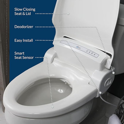 Bio Bidet Bliss BB1000 Warm Water Bidet Seat, Air Dryer, Heated Seat with Slow Close Lid, Remote Control, Round