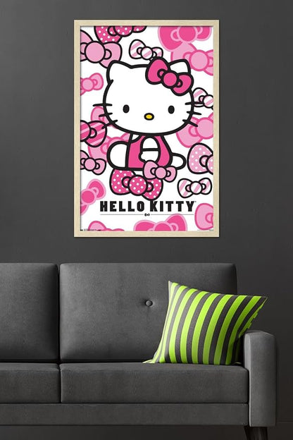 Hello Kitty: 16 Core - Bows Wall Poster, 34L" x 22.4W", Blonde Framed Version
