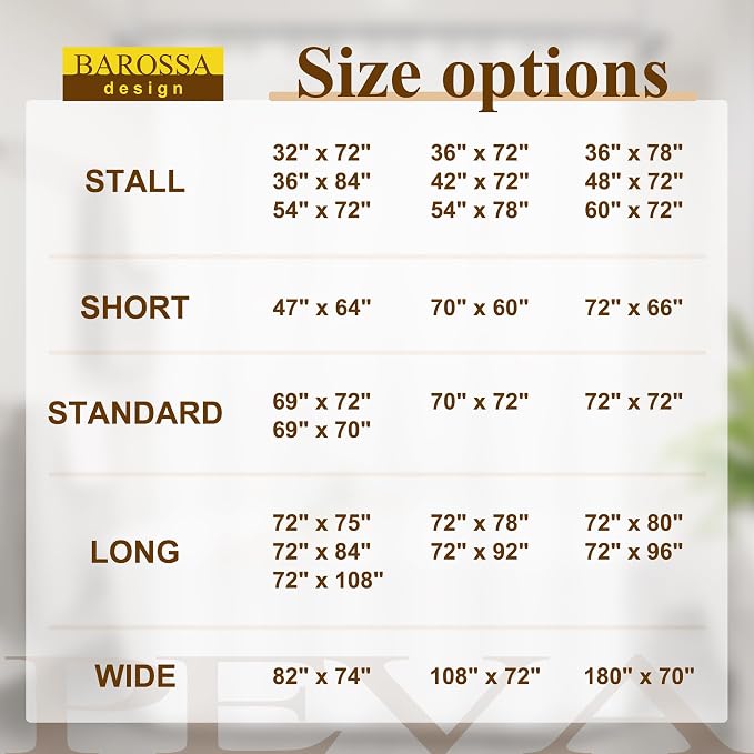 Barossa Design 54" x 78" Frosted Stall Shower Curtain Liner with 3 Magnets | Waterproof PEVA, PVC Free, Metal Grommets, Lightweight Plastic Shower Liner 54x78 Inches for Stall