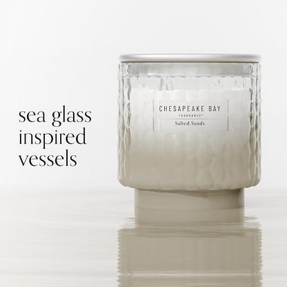 Chesapeake Bay, 11oz Salted Sands Scented Candle, Mood Evoking Fragrance, Textured Sea Glass-Inspired Jar, Premium Soy Blend Wax with Essential Oils, Coastal Fragrance for Home Décor or Gifting
