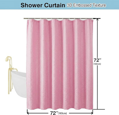 Aiyufeng Moga Bright Pink Fabric Shower Curtains for Bathroom - Hotel Spa Polyester Cloth Bath Curtain with 12 Holes, 72x72, Machine Washable, Bright Pink