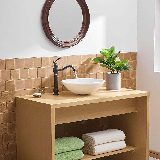 BWE 360° Swivel Bathroom Vessel Sink Faucet Oil Rubbed Bronze Single Handle One Hole Lavatory Mixer Tap with Pop Up Drain Assembly Without Overflow and Supply Line Tap Body