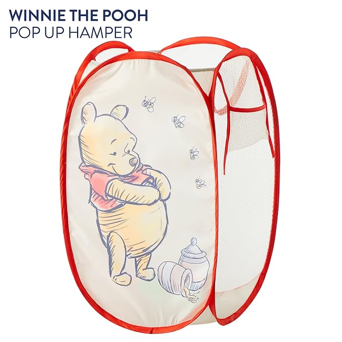 Disney Winnie the Pooh Pop Up Hamper – Collapsible Laundry Basket with Durable Carry Handles – 21'' x 13.5'' – Lightweight Storage Bin for Nursery, Bedroom & Toys