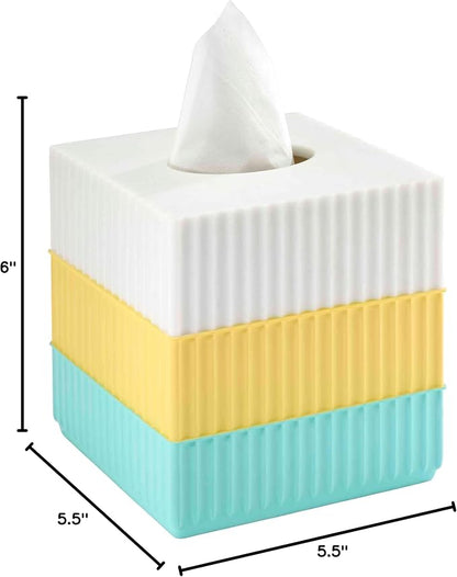 IZOD - Tissue Box Cover, Resin Countertop Bathroom Accessories, Dorm Room Essentials, Striped Bathroom Decor (Clubhouse Collection, Aqua)