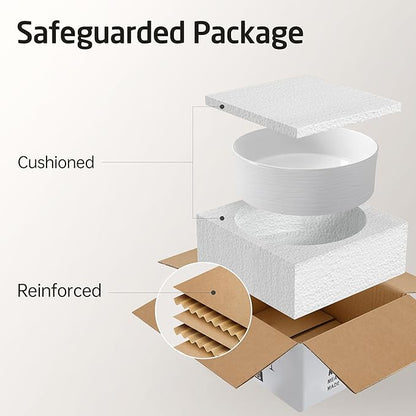 KES Bathroom Vessel Sink, Bowl Sink for Bathrooms 16 Inch Sink Bowl for Bathroom Vanity, Bathroom Sinks Above Counter RV Bathroom Countertop Round Ceramic White, BVSC138