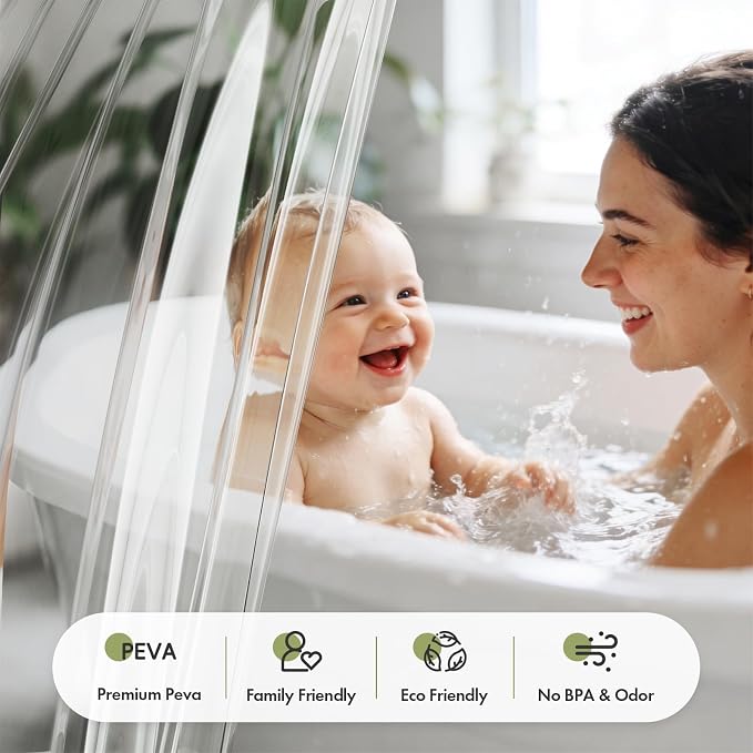 Bathway Shower Curtain Liner, Clear Shower Curtain Liner 60x64 PEVA Waterproof Shower Curtain Liner Plastic with 3 Magnets and 10 Rustproof Metal Grommets, Lightweight Shower Liner for Bathroom