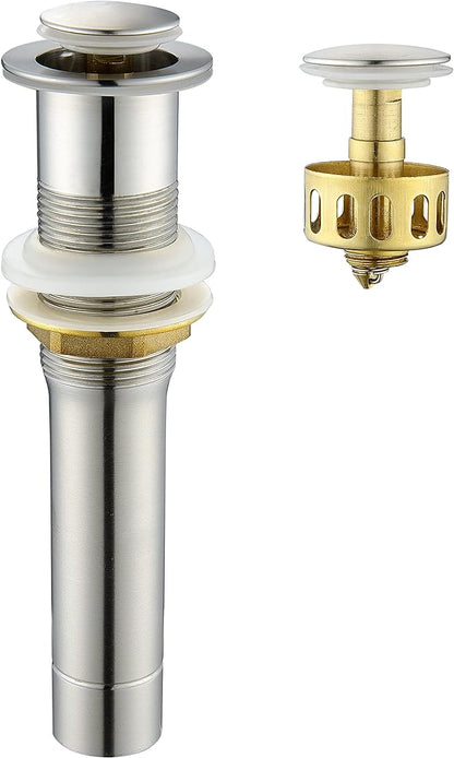 Pop up Sink Drain Stopper for Bathroom Vessel Vanity Sink Art Basin Brushed Nickel, Small Cap Without Overflow, Metal Pop-up Drain Strainer with Detachable Basket Stopper | Pop Up Drain, Made of Metal, Small Cap, with Detachable Basket Stopper, Drain F...