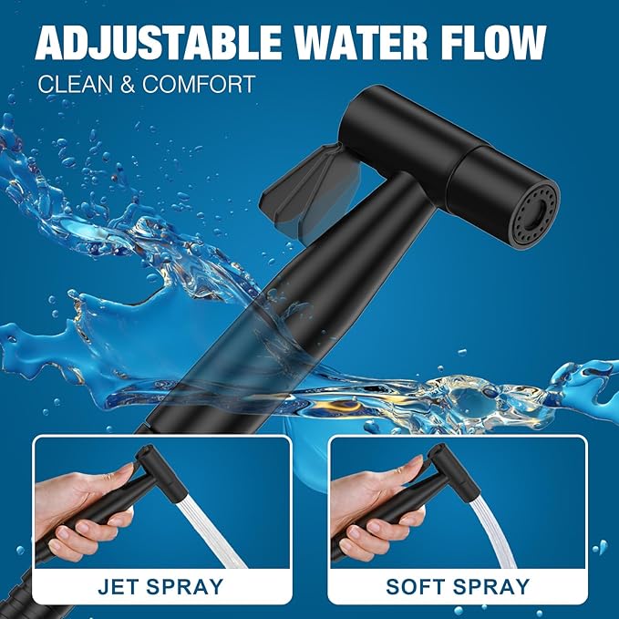 FREDI Bidet Sprayer for Toilet - Handheld Sprayer Kit, Adjustable Pressure, Stainless Steel, Easy to Install (Matte Black)