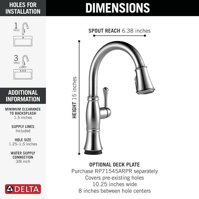 Delta Cassidy Touchless Kitchen Faucet with Touch Technology, Brushed Nickel Kitchen Sink Faucet with Pull Down Sprayer, Single Hole, Lumicoat Arctic Stainless 9197TL-AR-PR-DST