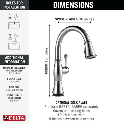 Delta Cassidy Touchless Kitchen Faucet with Touch Technology, Brushed Nickel Kitchen Sink Faucet with Pull Down Sprayer, Single Hole, Lumicoat Arctic Stainless 9197TL-AR-PR-DST
