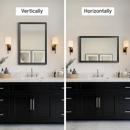 2 Pack Black Bathroom Mirrors for Over Sink 24x36 Inch | Rectangle Wall Vanity Mirror for Bedroom, Entryway, Living Room Decor, Aluminum Alloy Framed, Anti-Rust
