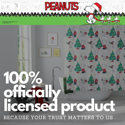 Peanuts Holiday Christmas 13-Piece Shower Curtain Set, 72 x 72 Inch Fabric Curtain with Hooks, Bathroom Decor, Machine Washable, (100% Officially Licensed Product) by Franco Collectibles