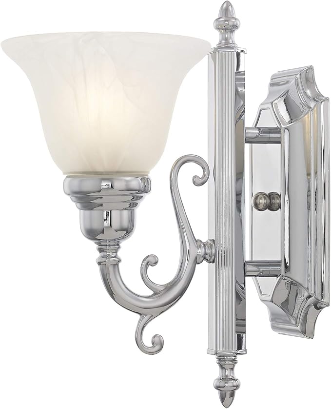 Livex Lighting 1281-05 Bath Vanity with White Alabaster Glass Shades, Chrome