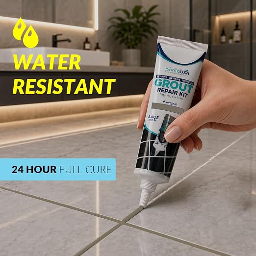 Premixed Tile Grout Repair- Warm Taupe 2-Pack (17.6oz/500g) | Acrylic sanded formula, for bathroom shower kitchen tile, water-resistant, 24-hour cure, 58 sq ft, value 2-pack