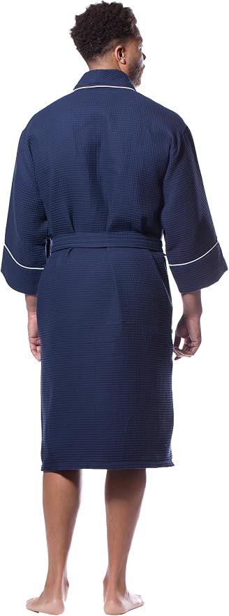 Turquaz Womens Lightweight Waffle Kimono Bathrobe for Men - Soft Quick-Dry Spa & Summer Towel Robe, Cotton Blend