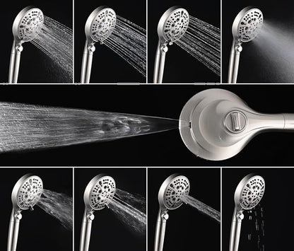 Rain Shower Head with Filtered Handheld Spray Combo Nickel 2.5 GPM | 10” Rainfall Showerhead with 9-Spray Detachable Handheld, High Pressure, ON/OFF Switch, 15-Stage Filter, Jet for Cleaning