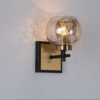 KSANA Black and Gold Sconce, Modern Globe Wall Sconces Lighting with Mercury Glass and Brass Finish for Bathroom, Bedroom, Hallway and Living Room