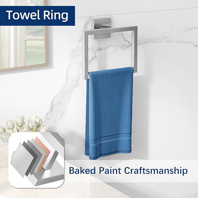 Gypie 16Inch Bathroom Accessory Set Wall Mounted, Brushed Nickel 5-Pieces | Stainless Steel Bathroom Hardware Set Towel Bar Set