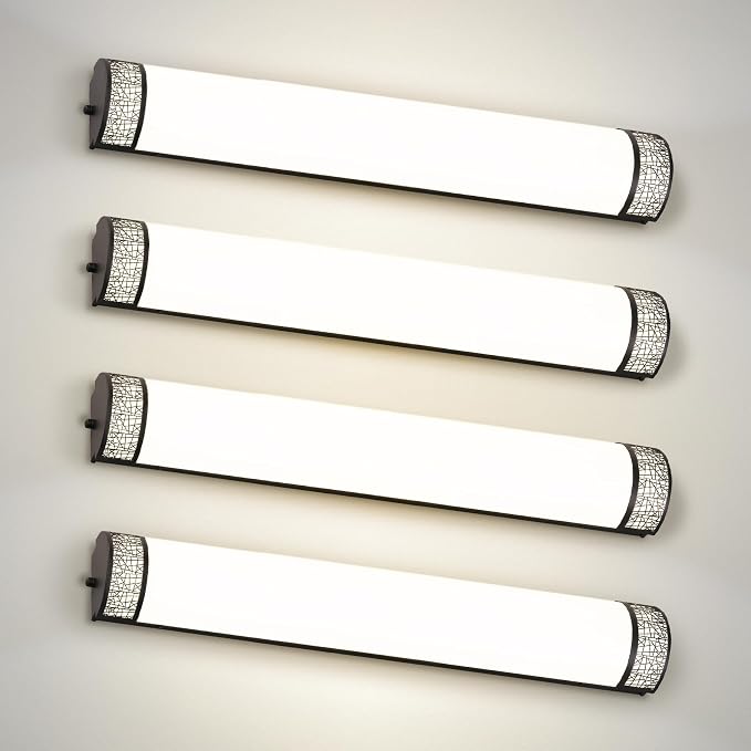 ASD 36 Inch LED Bathroom Vanity Light, 5CCT 2700K-5000K 30W, Dimmable Bathroom Light Fixtures, Modern Vanity Lights for Bathroom Lighting Fixtures Over Mirror, Wall Light Bar, Black, ETL, 4 Pack