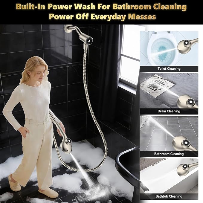 High Pressure Filtered Shower Head with Handheld, Upgrade Magnetic 10-Mode Handheld Showerhead Built-in Power Wash for Bathroom Cleaning, Detachable Shower Head with 71" Shower hose