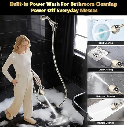 High Pressure Filtered Shower Head with Handheld, Upgrade Magnetic 10-Mode Handheld Showerhead Built-in Power Wash for Bathroom Cleaning, Detachable Shower Head with 71" Shower hose