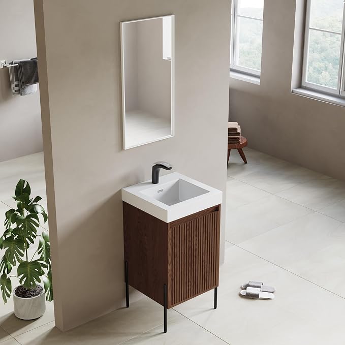 Dowell 18" Bathroom Sink,Single Bowl Vanity Basin,Rectangular Drop-In Bathroom Sink with Overflow,White-000 1818BP