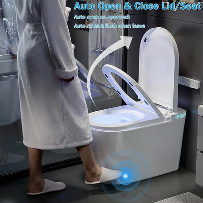TOTTE Smart Toilet with Bidet Built-in, Auto Open/Close Lid, Auto Power 1000g MaP Flush, 1.28 GPF, One Piece Elongated Toilet with Instant Warm Water & Warm Air Dryer, Built-in Aroma