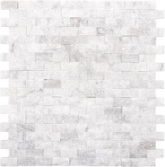 SUNWINGS 5-Sheet Peel and Stick Mosaic Natural 3D Stone Self Adhesive Marble Tiles, 10.63" x 11.22" Stick on Backsplash for Kitchen Bathroom Fireplace Vanity, Mixed Gray