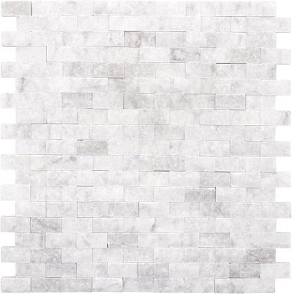 SUNWINGS 5-Sheet Peel and Stick Mosaic Natural 3D Stone Self Adhesive Marble Tiles, 10.63" x 11.22" Stick on Backsplash for Kitchen Bathroom Fireplace Vanity, Mixed Gray
