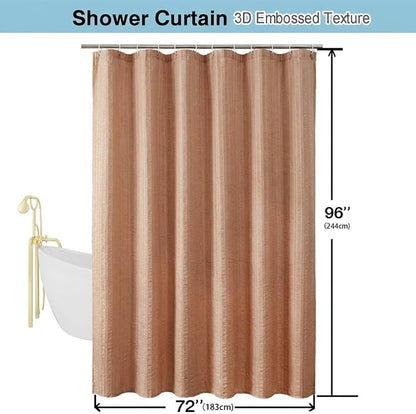Aiyufeng Moga Extra Long Coral Shower Curtain 96 Inch Long, Embossed Texture Fabric Bathroom Shower Curtain, Large Hotel Bath Curtain with 12 Holes, 72Wx96H, Coral