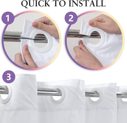 River Dream Extra Long No Hook Shower Curtain TPU Lining, White, 71x86 | No Required Liner, Hotel Fabric Shower Curtain for Bathroom, Bottom Magnets & Waterproof, 71W x 86H(84H)