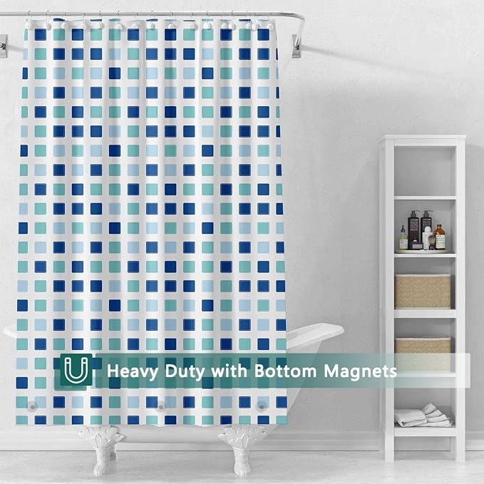 Shower Curtain Liner, 100% Waterproof Peva Shower Curtains with 3 Duty Heavy Bottom Magnets and 12 Rust Proof Grommets, 72x72 Weighted Shower Liner for Shower Stall, Bathtubs